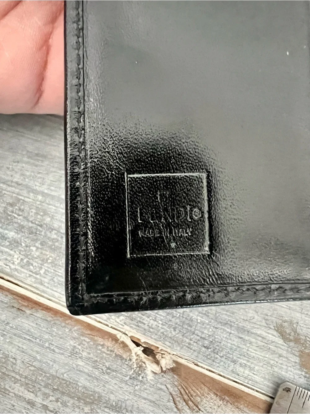 Vintage FENDI Black Leather Bifold Wallet with Silver-Tone Logo — Original Box